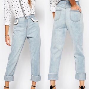 Suncoo Paris Roly Loose Denim Jeans embellished Pocket 38 (6)